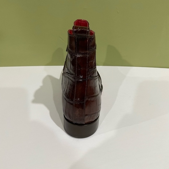 Fennix italy boot brown alligator side zipper classy fashionable red bottle sole - Picture 4 of 6